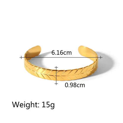 Basic Simple Style Classic Style C Shape Solid Color 304 Stainless Steel 18K Gold Plated Cuff Bracelets Wide Bracelet In Bulk