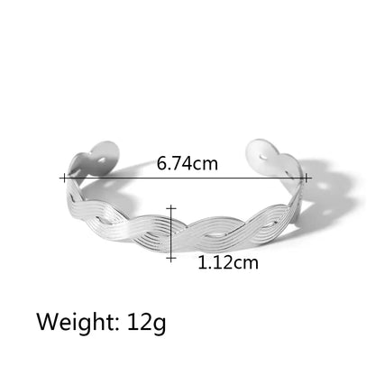 Basic Simple Style Classic Style C Shape Solid Color 304 Stainless Steel 18K Gold Plated Cuff Bracelets Wide Bracelet In Bulk