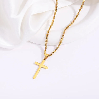 Basic Simple Style Classic Style Cross 304 Stainless Steel 18K Gold Plated Men'S Pendant Necklace