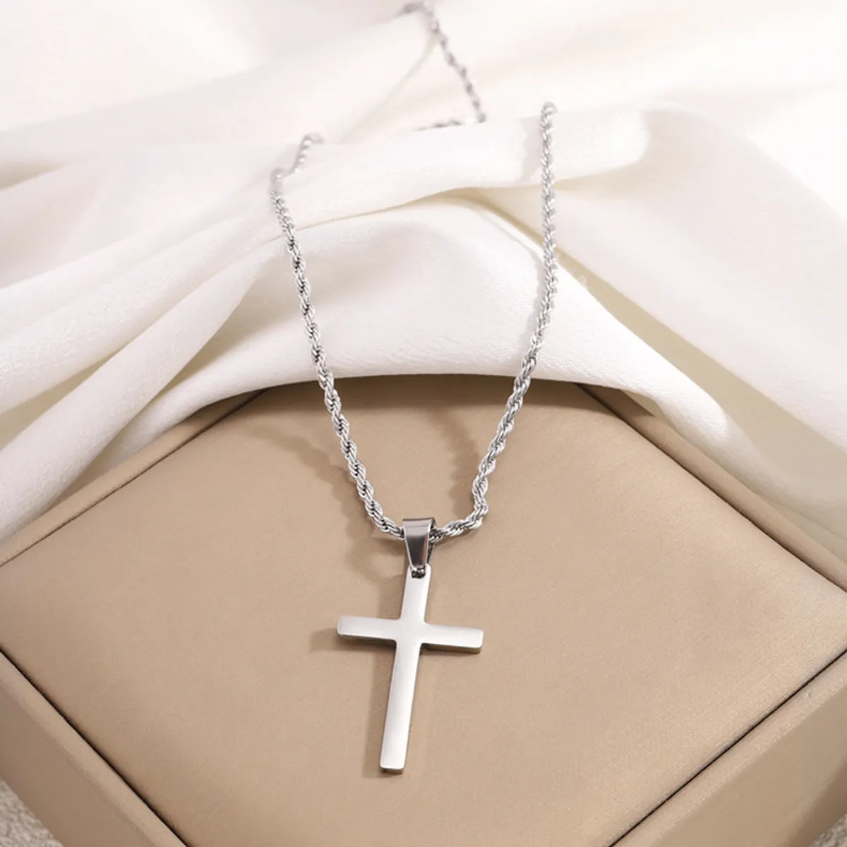 Basic Simple Style Classic Style Cross 304 Stainless Steel 18K Gold Plated Men'S Pendant Necklace