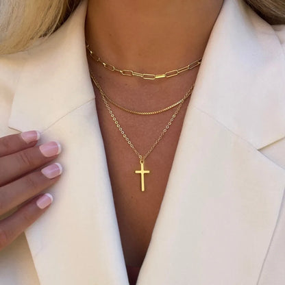 Basic Simple Style Classic Style Cross Alloy Wholesale Three Layer Necklace