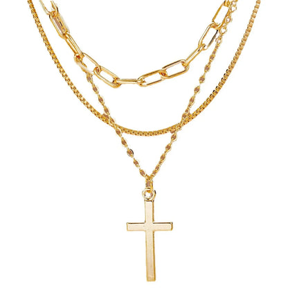 Basic Simple Style Classic Style Cross Alloy Wholesale Three Layer Necklace