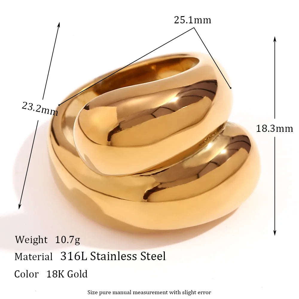 Wholesale Jewelry Basic Simple Style Classic Style Geometric 304 Stainless Steel 18K Gold Plated Plating Rings