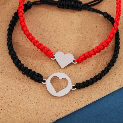 Basic Simple Style Classic Style Heart Shape 304 Stainless Steel Nylon Couple Bracelets