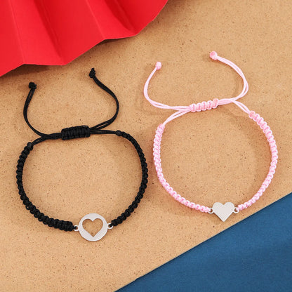 Basic Simple Style Classic Style Heart Shape 304 Stainless Steel Nylon Couple Bracelets