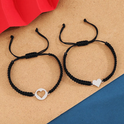 Basic Simple Style Classic Style Heart Shape 304 Stainless Steel Nylon Couple Bracelets