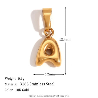 1 Piece 304 Stainless Steel 18K Gold Plated Letter Polished Pendant