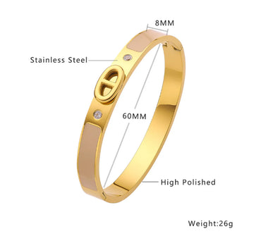 Basic Simple Style Classic Style Pig Nose Titanium Steel Bangle In Bulk