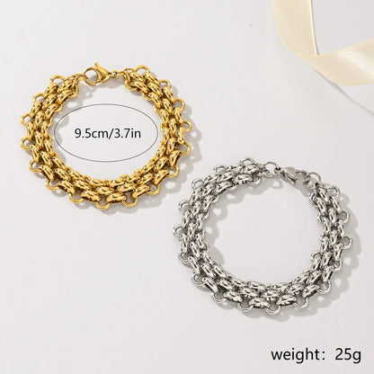 Basic Simple Style Classic Style Solid Color 201 Stainless Steel 18K Gold Plated Bracelets In Bulk