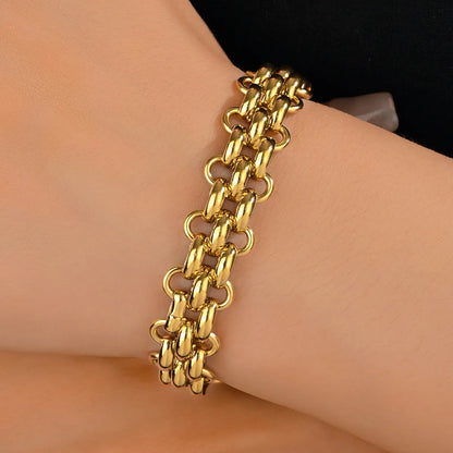 Basic Simple Style Classic Style Solid Color 201 Stainless Steel 18K Gold Plated Bracelets In Bulk