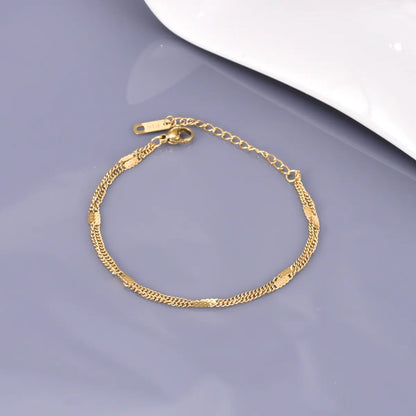 Basic Simple Style Classic Style Solid Color 304 Stainless Steel Titanium Steel 18K Gold Plated Bracelets In Bulk