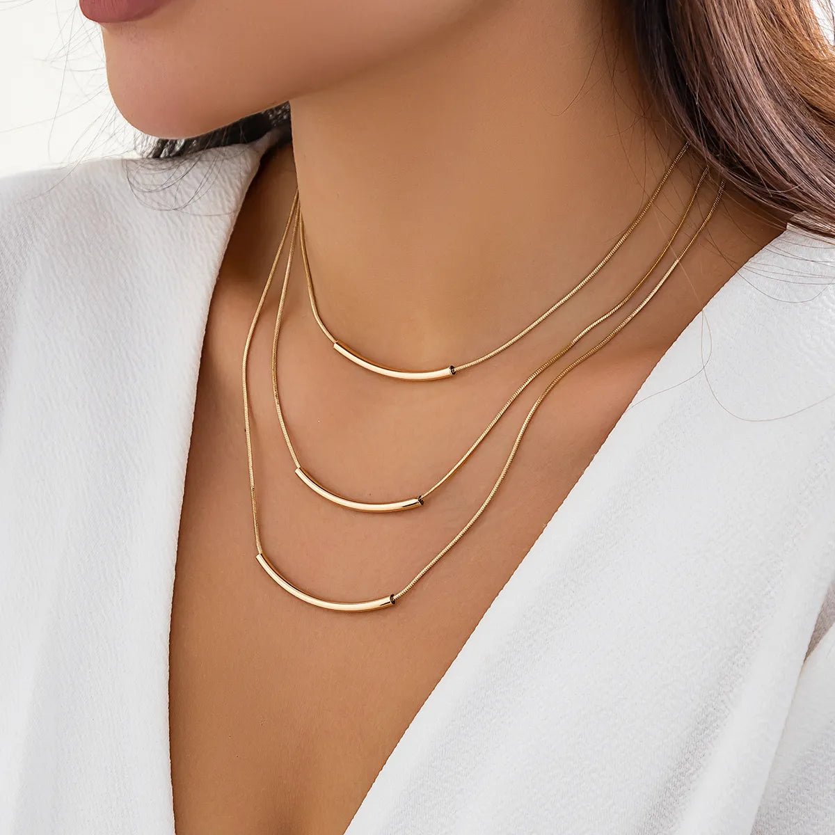 Basic Simple Style Classic Style Solid Color Copper Wholesale Layered Necklaces