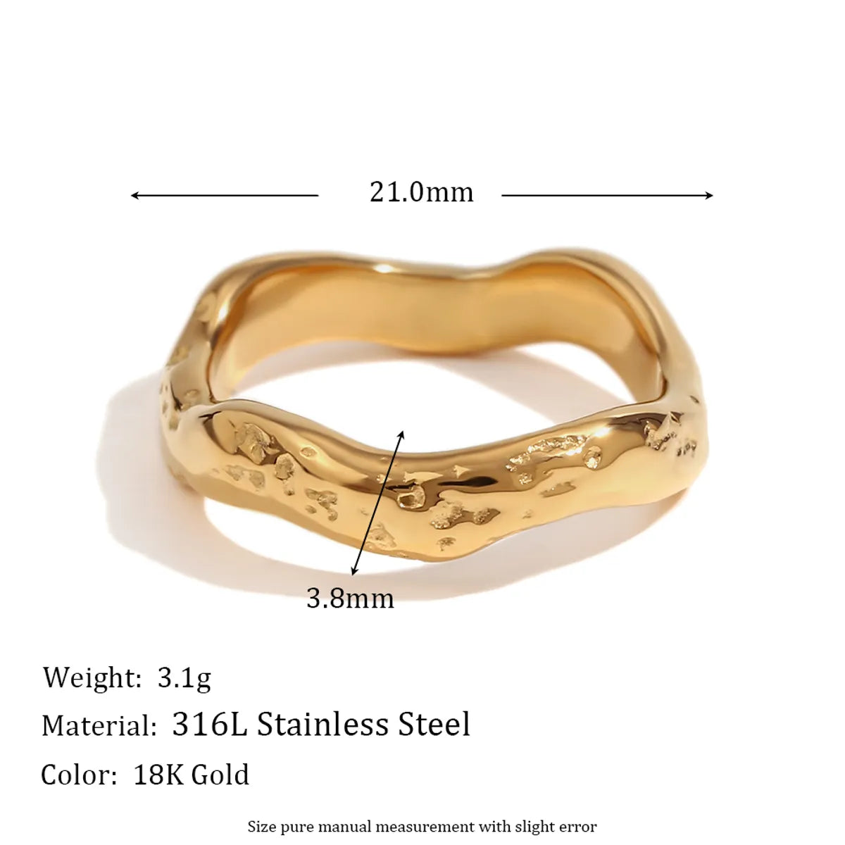 Wholesale Jewelry Basic Simple Style Classic Style Waves 304 Stainless Steel 18K Gold Plated Plating Rings