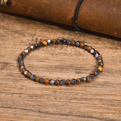 Basic Simple Style Color Block Tiger Eye Hematite  Beaded Men'S Bracelets