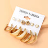 Basic Simple Style Heart Shape Spiral Stripe Leopard Arylic Imitation Pearl Alloy Inlay Rhinestones Women'S Earrings