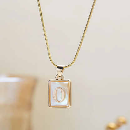 Basic Simple Style Letter Copper Plating Inlay Shell Gold Plated Pendant Necklace