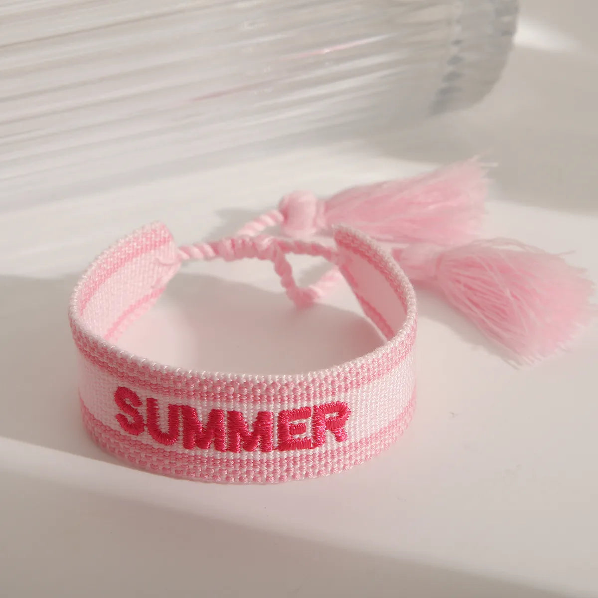 Basic Simple Style Letter Solid Color Polyester Wholesale Wristband