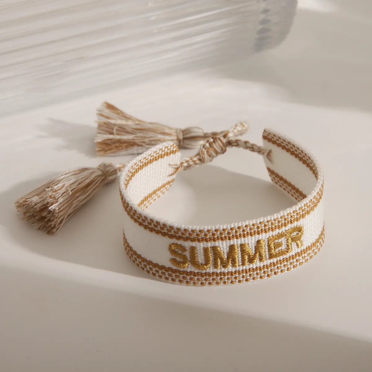 Basic Simple Style Letter Solid Color Polyester Wholesale Wristband