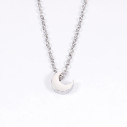 Titanium Steel 18K Gold Plated Basic Simple Style Moon None Pendant Necklace