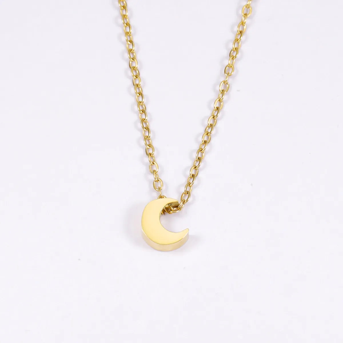 Titanium Steel 18K Gold Plated Basic Simple Style Moon None Pendant Necklace