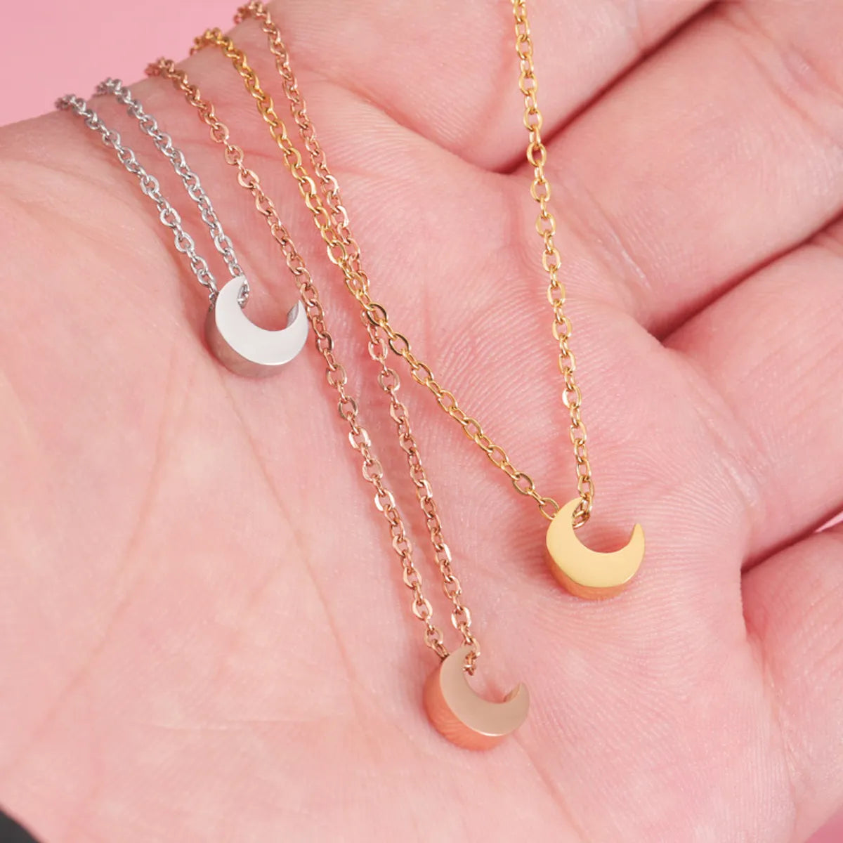 Titanium Steel 18K Gold Plated Basic Simple Style Moon None Pendant Necklace