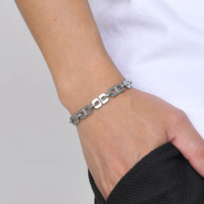 Basic Simple Style Number Solid Color 201 Stainless Steel Men'S Bracelets