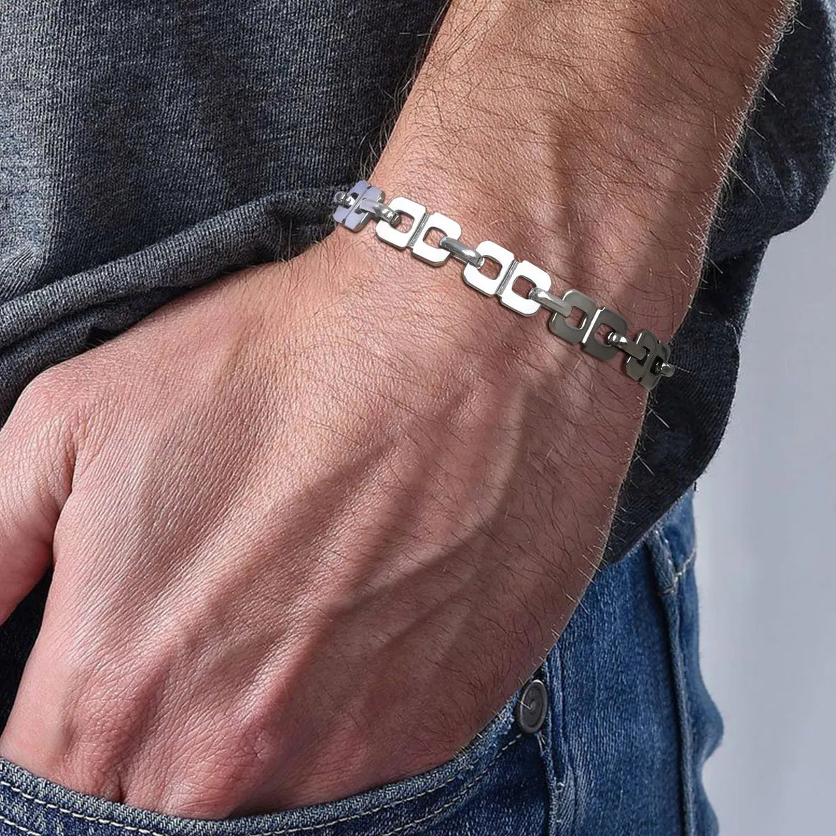 Basic Simple Style Number Solid Color 201 Stainless Steel Men'S Bracelets