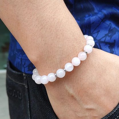 Basic Simple Style Round Stainless Steel Natural Stone Bracelets In Bulk