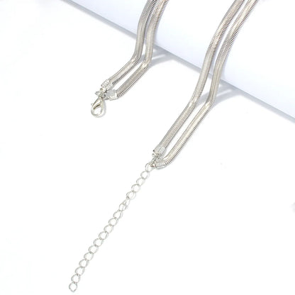 Basic Simple Style Solid Color Aluminum Women's Double Layer Necklaces