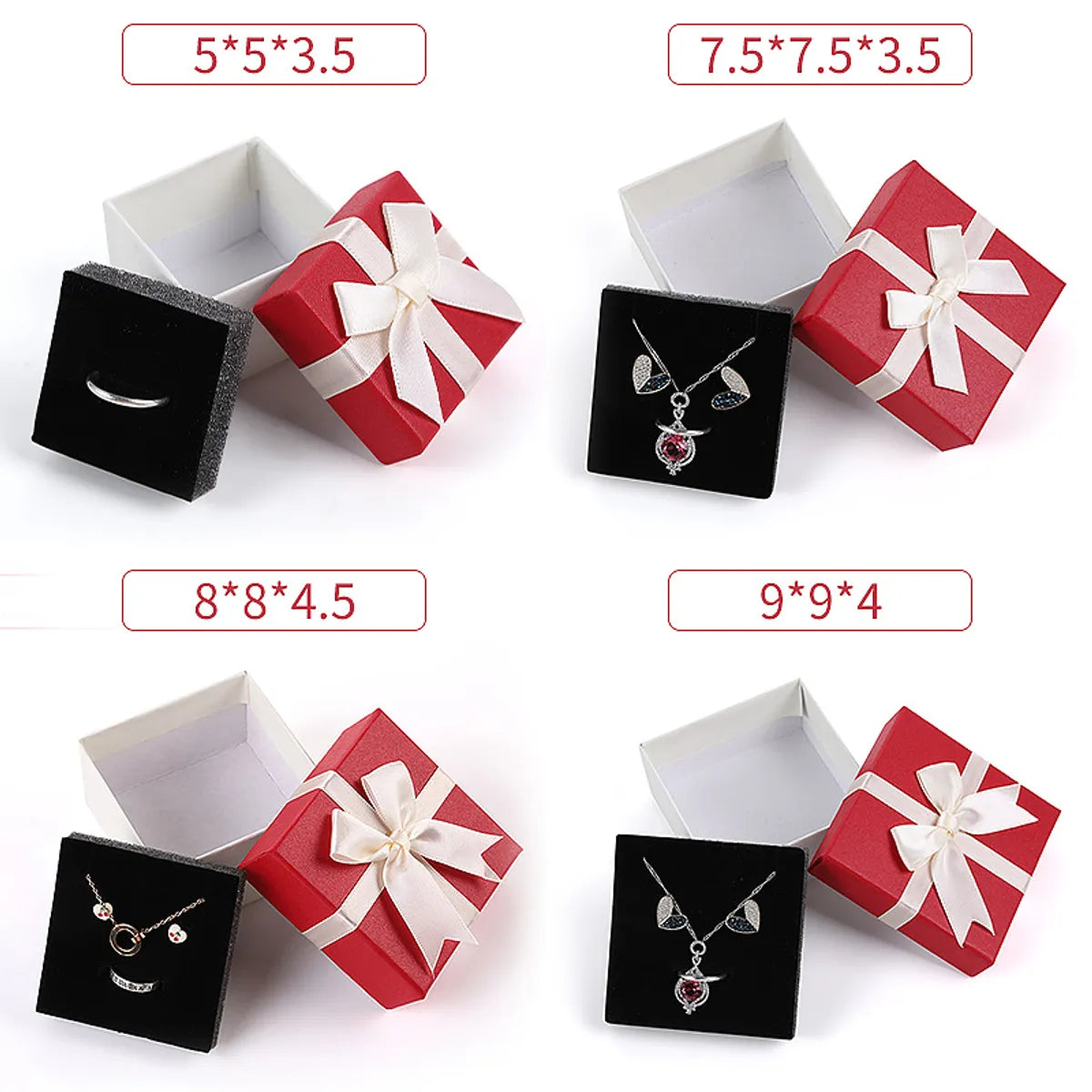 Basic Simple Style Solid Color Bow Knot Paper Jewelry Boxes