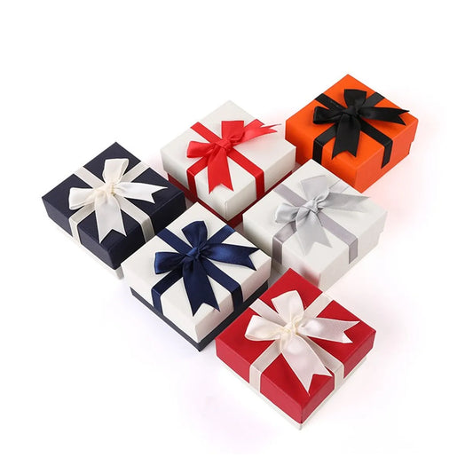 Basic Simple Style Solid Color Bow Knot Paper Jewelry Boxes