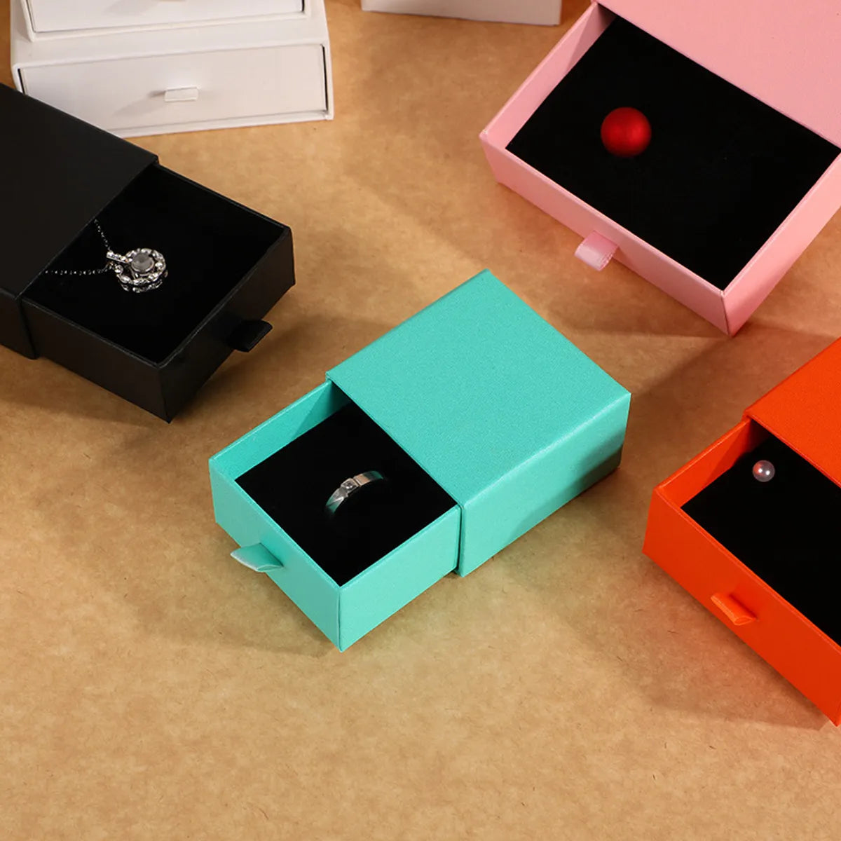 Basic Simple Style Solid Color Paper Jewelry Boxes