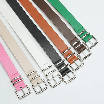 Basic Simple Style Solid Color Pu Leather Alloy Women'S Leather Belts