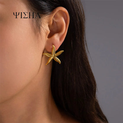 Basic Simple Style Starfish Plating Titanium Steel Ear Studs