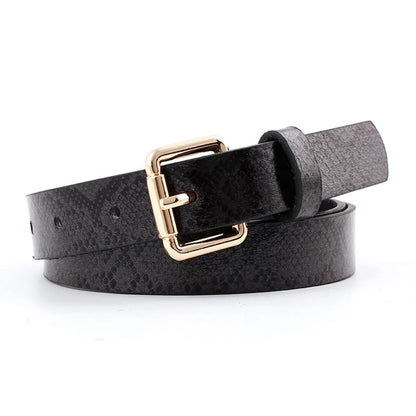 Basic Snakeskin Imitation Leather Alloy Women'S Leather Belts