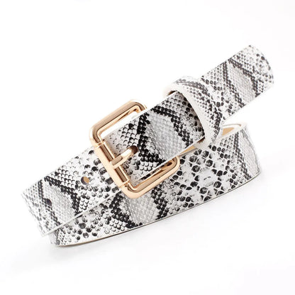 Basic Snakeskin Imitation Leather Alloy Women'S Leather Belts