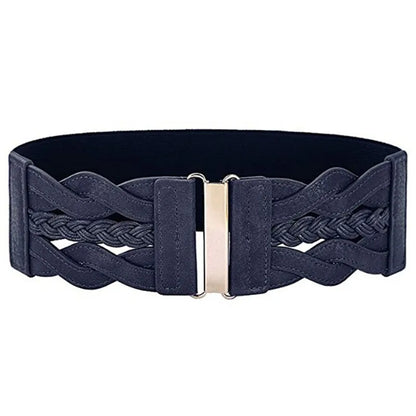 Basic Solid Color Alloy Elastic Band Women'S Woven Belts