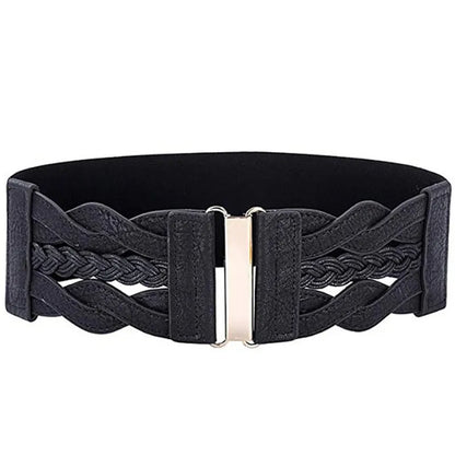 Basic Solid Color Alloy Elastic Band Women'S Woven Belts