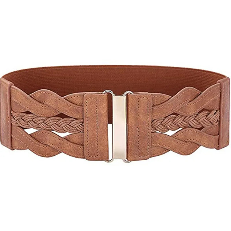 Basic Solid Color Alloy Elastic Band Women'S Woven Belts