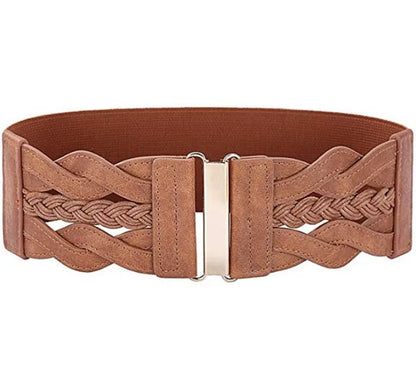 Basic Solid Color Alloy Elastic Band Women'S Woven Belts