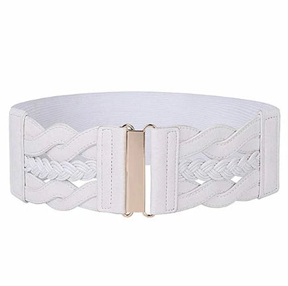 Basic Solid Color Alloy Elastic Band Women'S Woven Belts