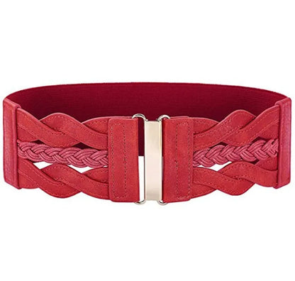 Basic Solid Color Alloy Elastic Band Women'S Woven Belts