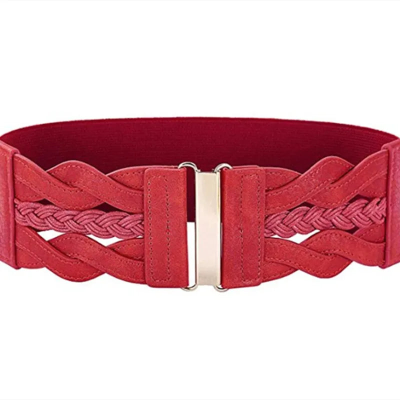 Basic Solid Color Alloy Elastic Band Women'S Woven Belts