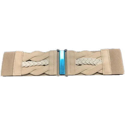 Basic Solid Color Alloy Elastic Band Women'S Woven Belts