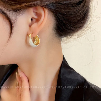 Basic Solid Color Alloy Enamel Women's Hoop Earrings