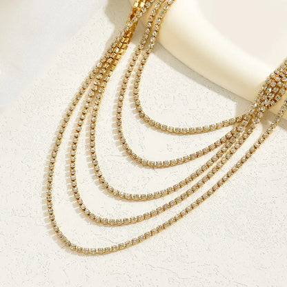 Basic Solid Color Alloy Layered Plating Gold Plated Women'S Necklace