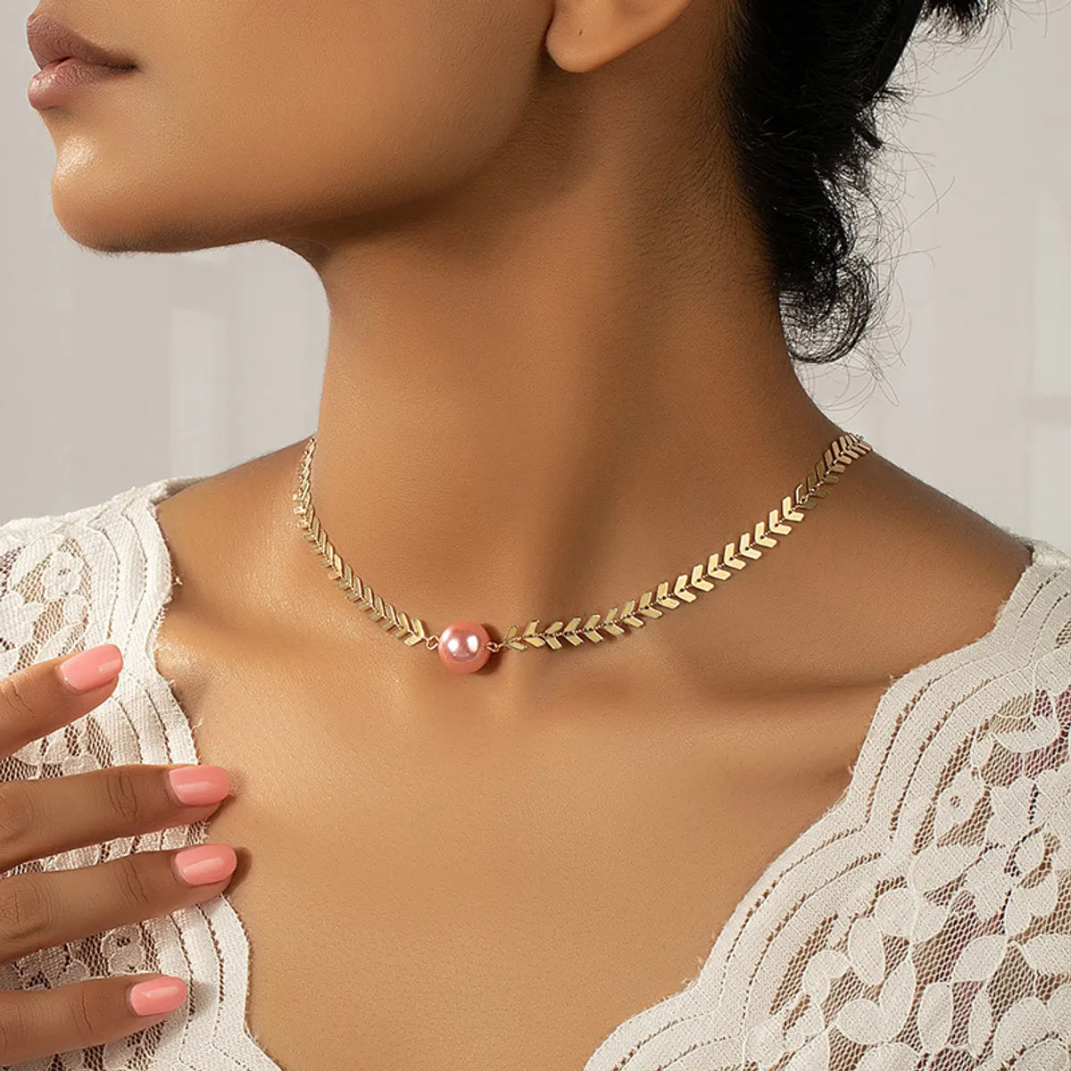 Basic Solid Color Alloy Plating 14k Gold Plated Women'S Choker