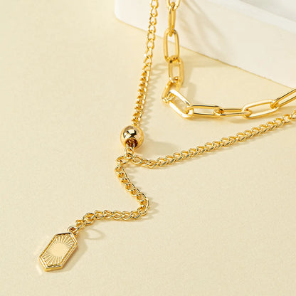 Basic Solid Color Alloy Plating 14k Gold Plated Women's Pendant Necklace