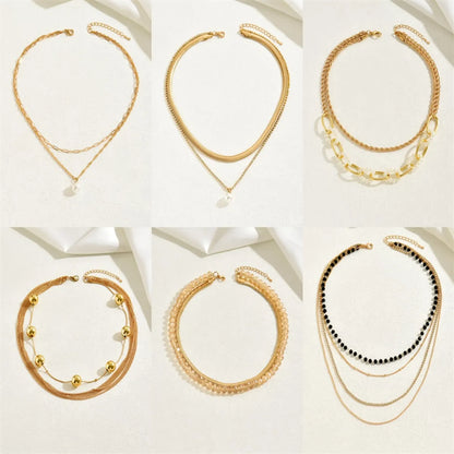 Basic Solid Color Alloy Plating Gold Plated Women's Necklace