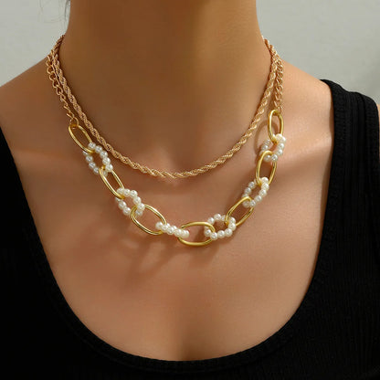 Basic Solid Color Alloy Plating Gold Plated Women's Necklace